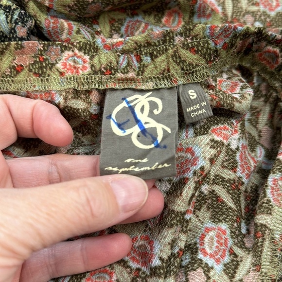 Anthropologie One September Green Pink Floral Print Off The Shoulder Top - Picture 10 of 12